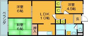 大和田駅4分　3LDK　最上階 間取り